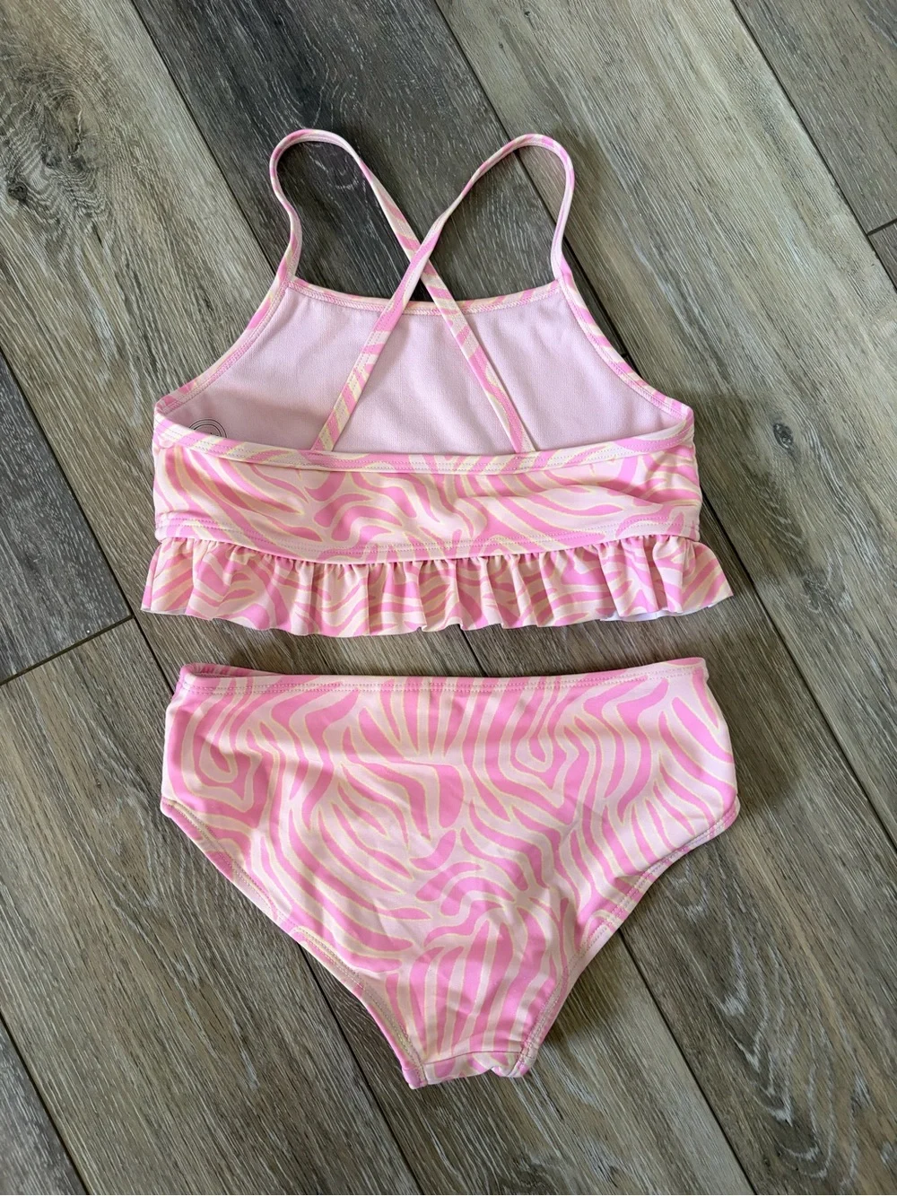 Wonder Nation Pink Zebra Ruffle Two-Piece Swim Set